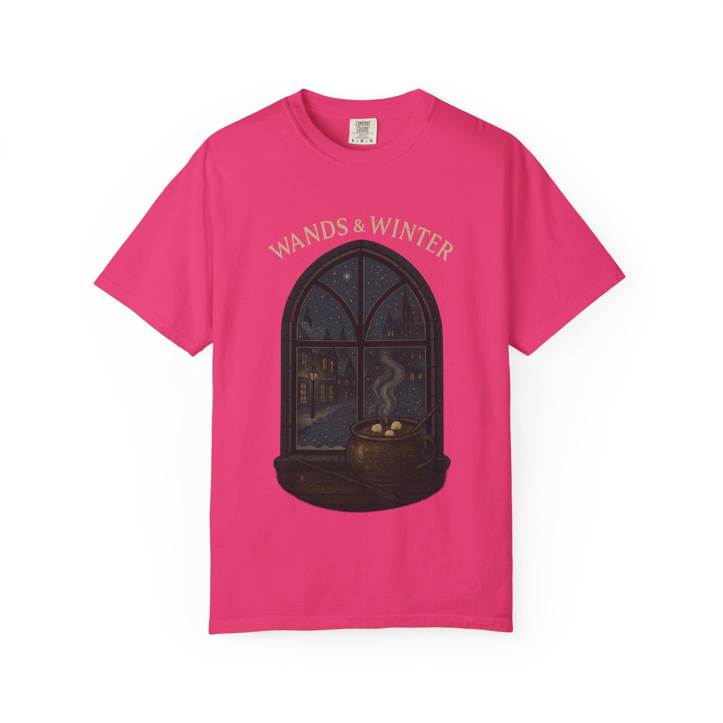 Wands & Winter Unisex Garment-Dyed T-shirt | Cozy Magic Tee, Holiday Gift, Winter Apparel, Witchy Style, Casual Wear