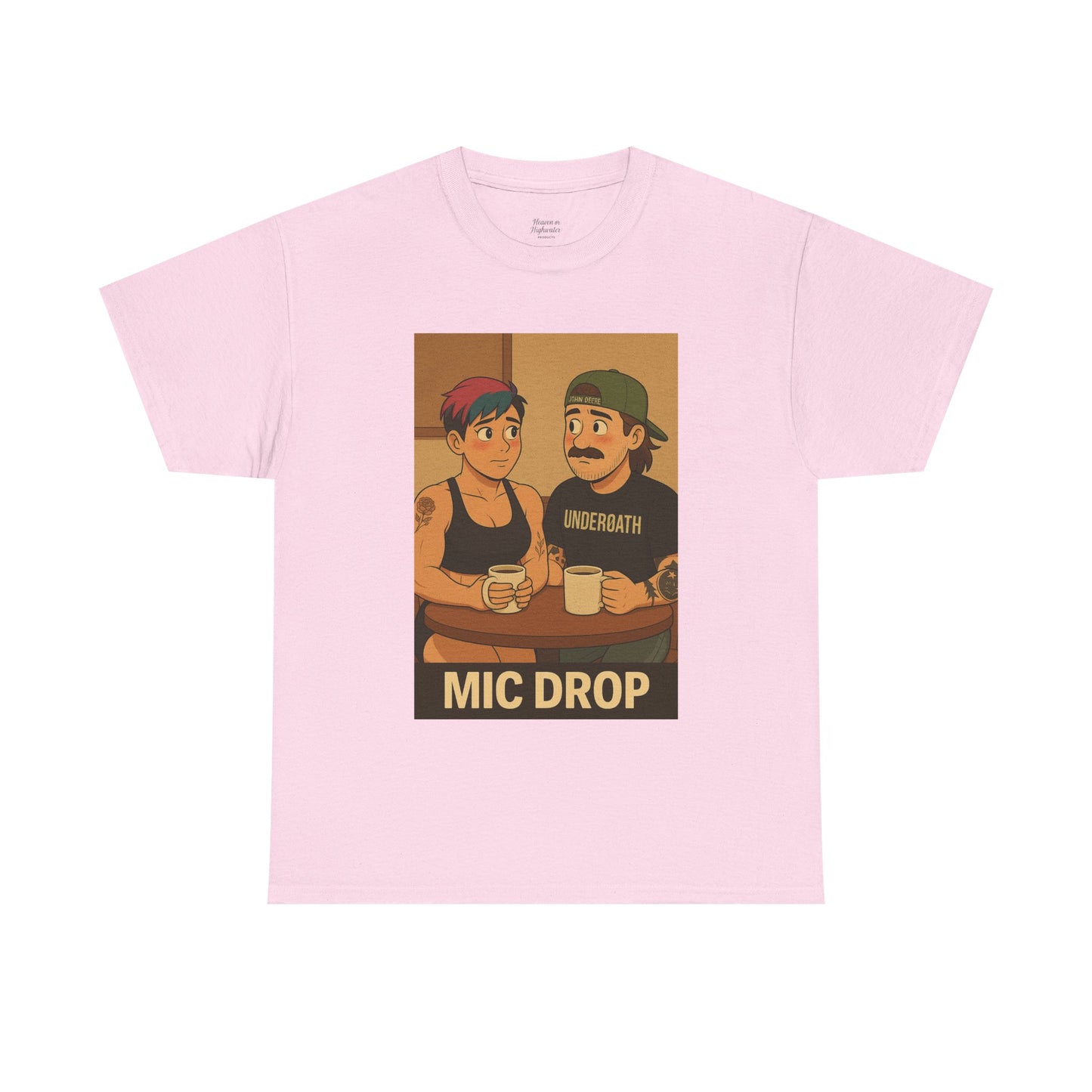 Mic Drop Unisex Heavy Cotton Tee, Fun Graphic T-Shirt, Casual Wear, Gift for Friends, Unique Humor Shirt, Coffee Lovers Tee