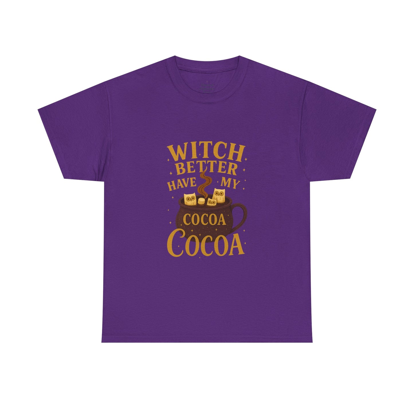 Witchy Cocoa Tee - Unisex Heavy Cotton Shirt for Fall, Halloween Parties, Cozy Vibes, Gift Idea, Fall Fashion