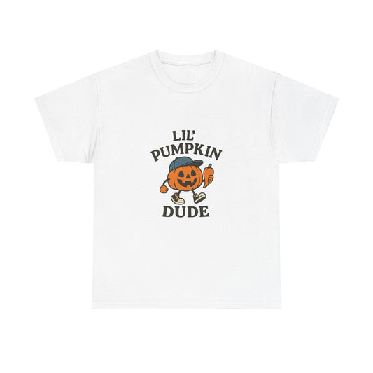 Lil' Pumpkin Dude Unisex Tee, Halloween Top, Fall T-Shirt, Cute Pumpkin Shirt, Kids Halloween Gift, Pumpkin Lover Apparel