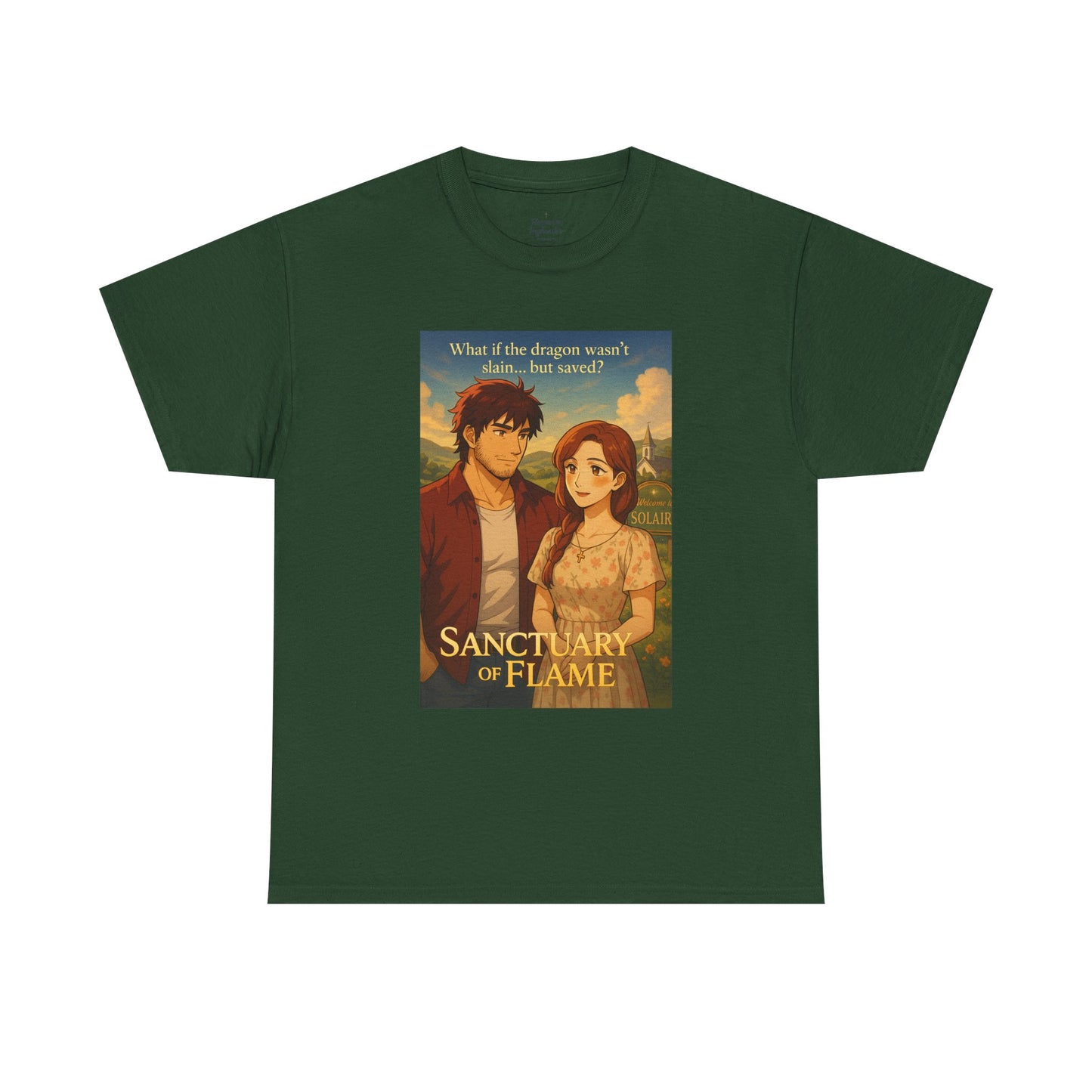 Fantasy Graphic Tee, Unisex Heavy Cotton T-Shirt, Sanctuary of Flame, Dragon Lover Gift, Comfortable Casual Wear, Book Lover Apparel