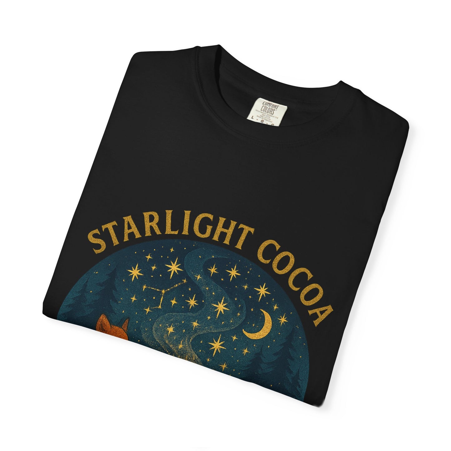 Starlight Cocoa T-Shirt | Cozy Night Vibe | Unisex Graphic Tee | Perfect for Camping, Stargazing, Gift for Nature Lovers