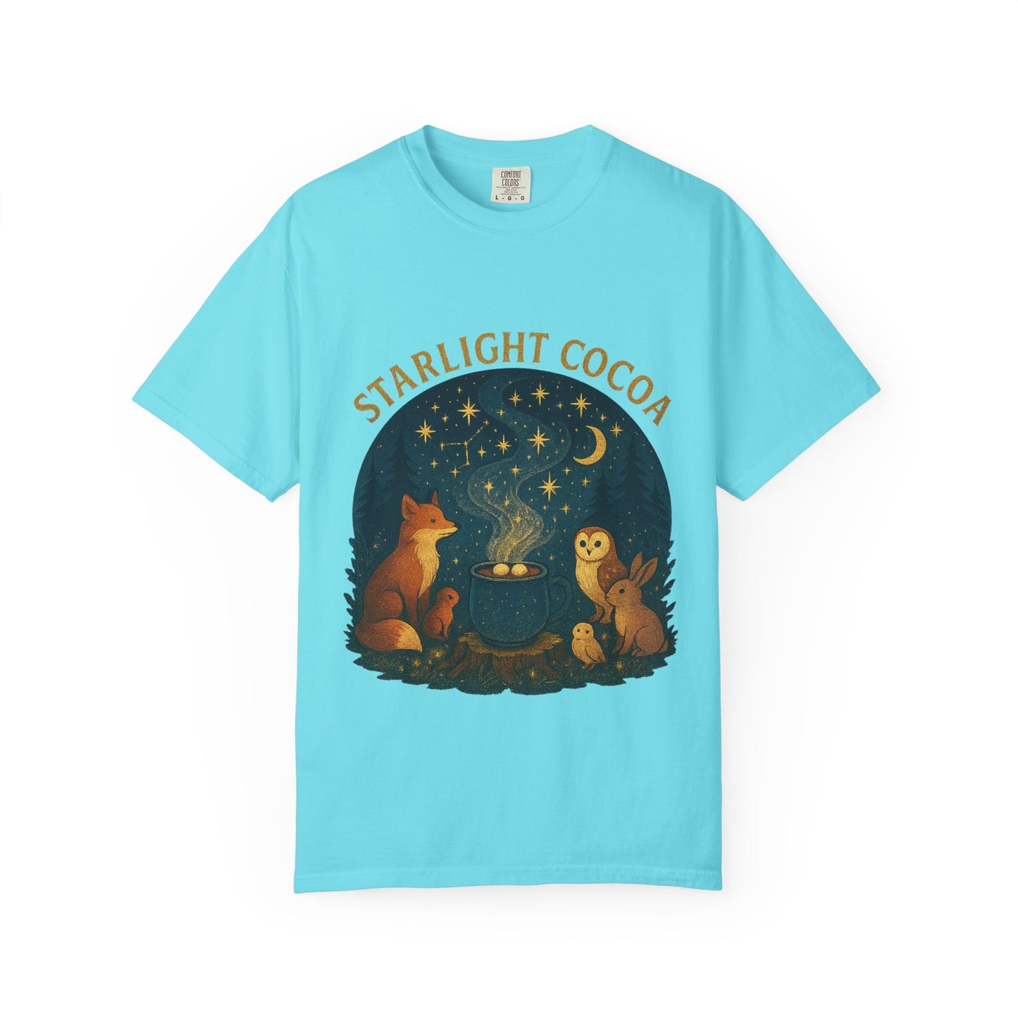 Starlight Cocoa T-Shirt | Cozy Night Vibe | Unisex Graphic Tee | Perfect for Camping, Stargazing, Gift for Nature Lovers