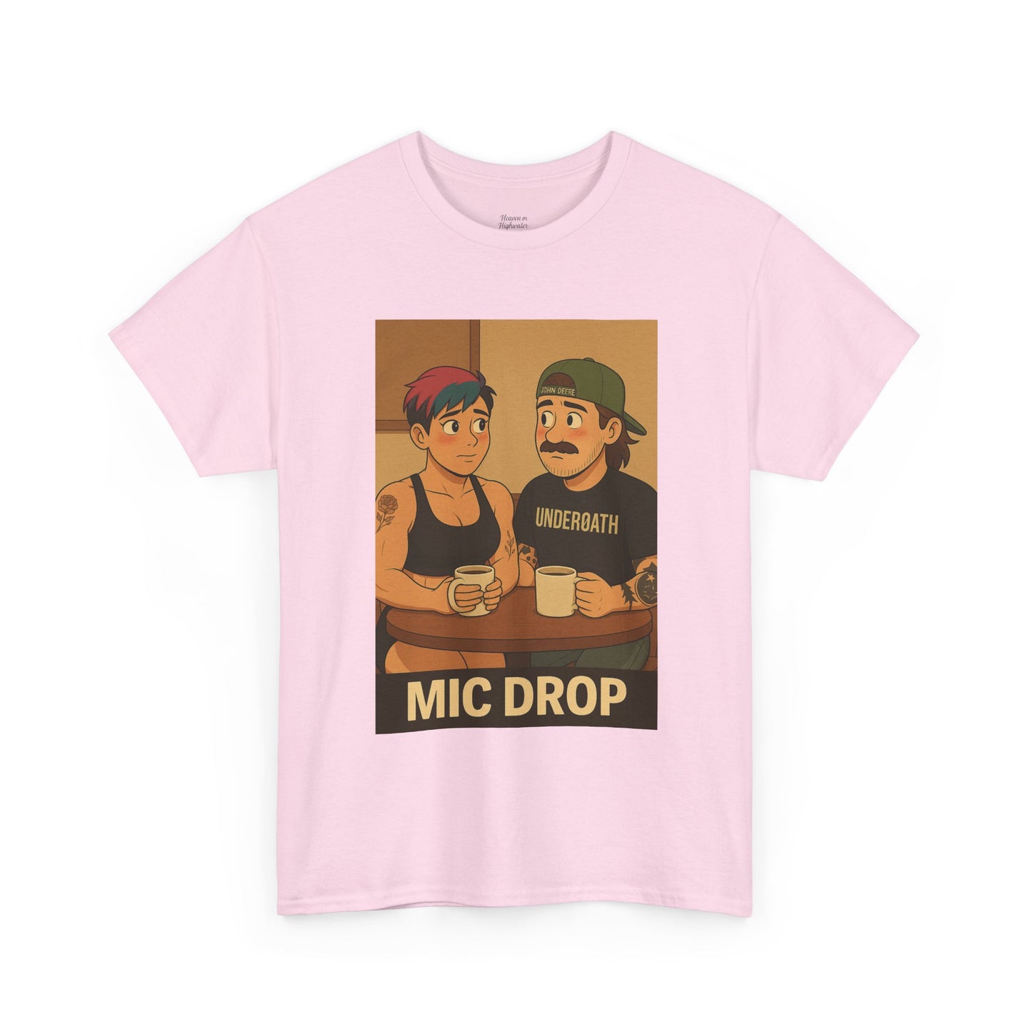 Mic Drop Unisex Heavy Cotton Tee, Fun Graphic T-Shirt, Casual Wear, Gift for Friends, Unique Humor Shirt, Coffee Lovers Tee