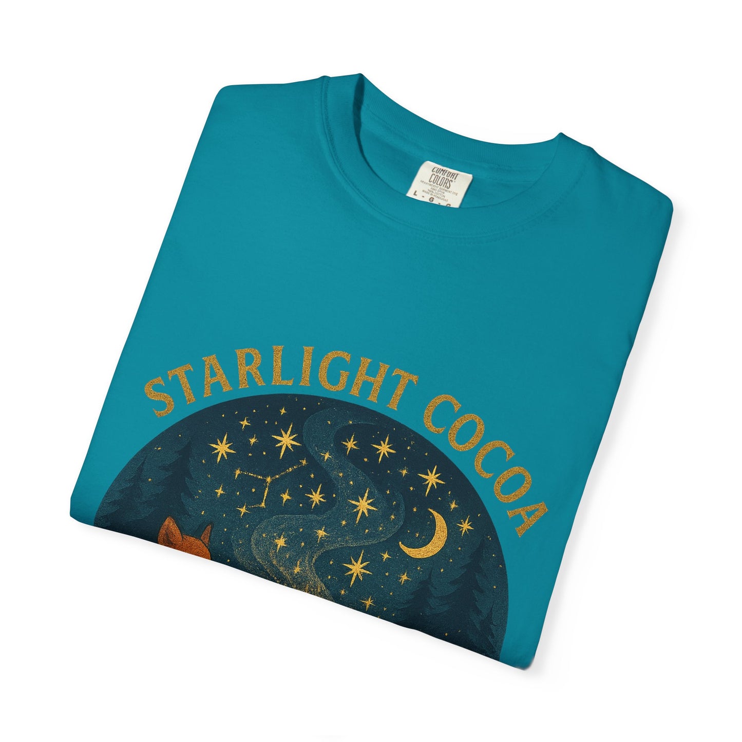Starlight Cocoa T-Shirt | Cozy Night Vibe | Unisex Graphic Tee | Perfect for Camping, Stargazing, Gift for Nature Lovers