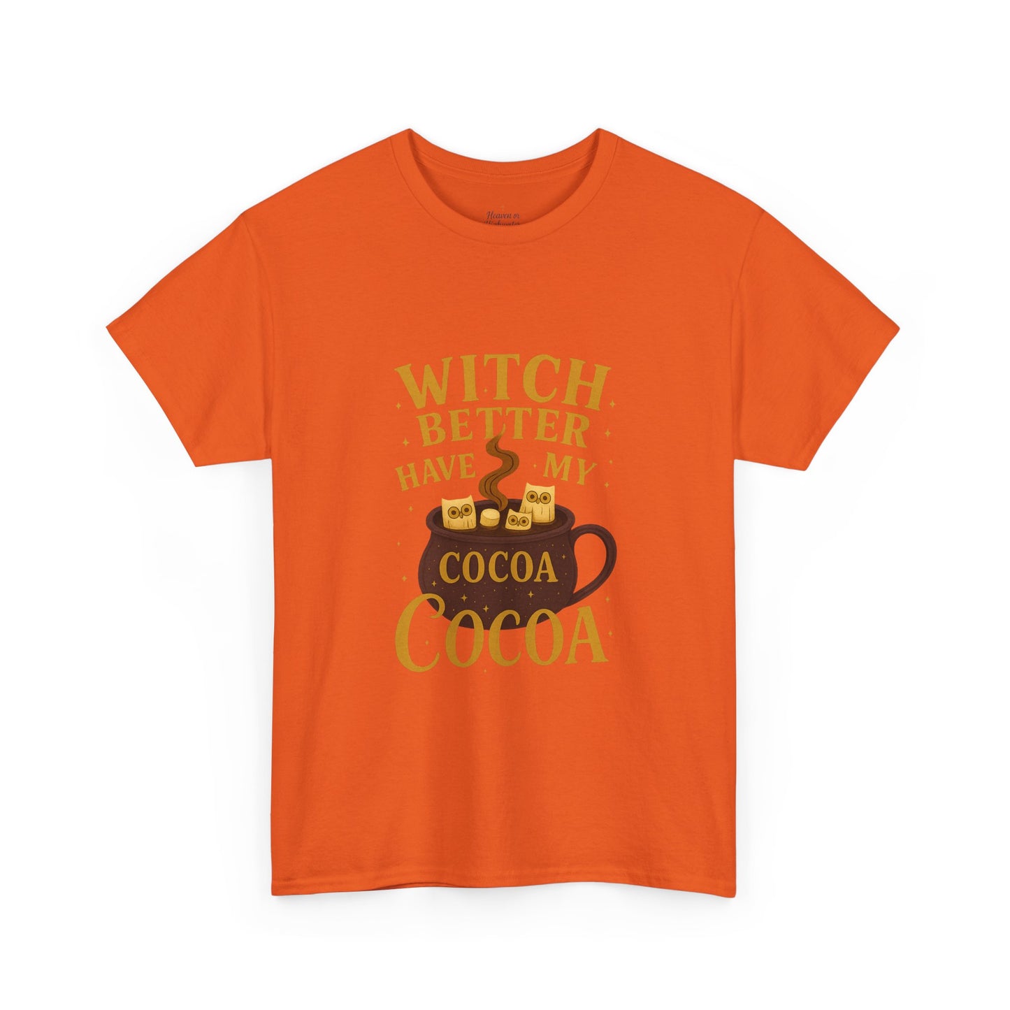 Witchy Cocoa Tee - Unisex Heavy Cotton Shirt for Fall, Halloween Parties, Cozy Vibes, Gift Idea, Fall Fashion