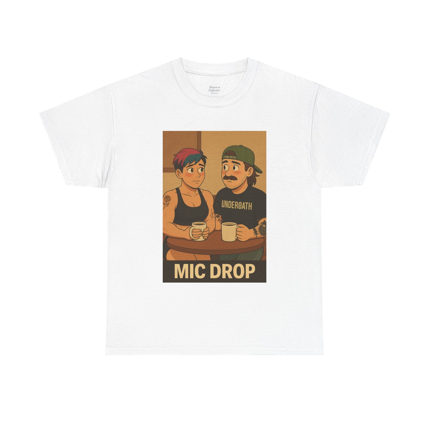 Mic Drop Unisex Heavy Cotton Tee, Fun Graphic T-Shirt, Casual Wear, Gift for Friends, Unique Humor Shirt, Coffee Lovers Tee