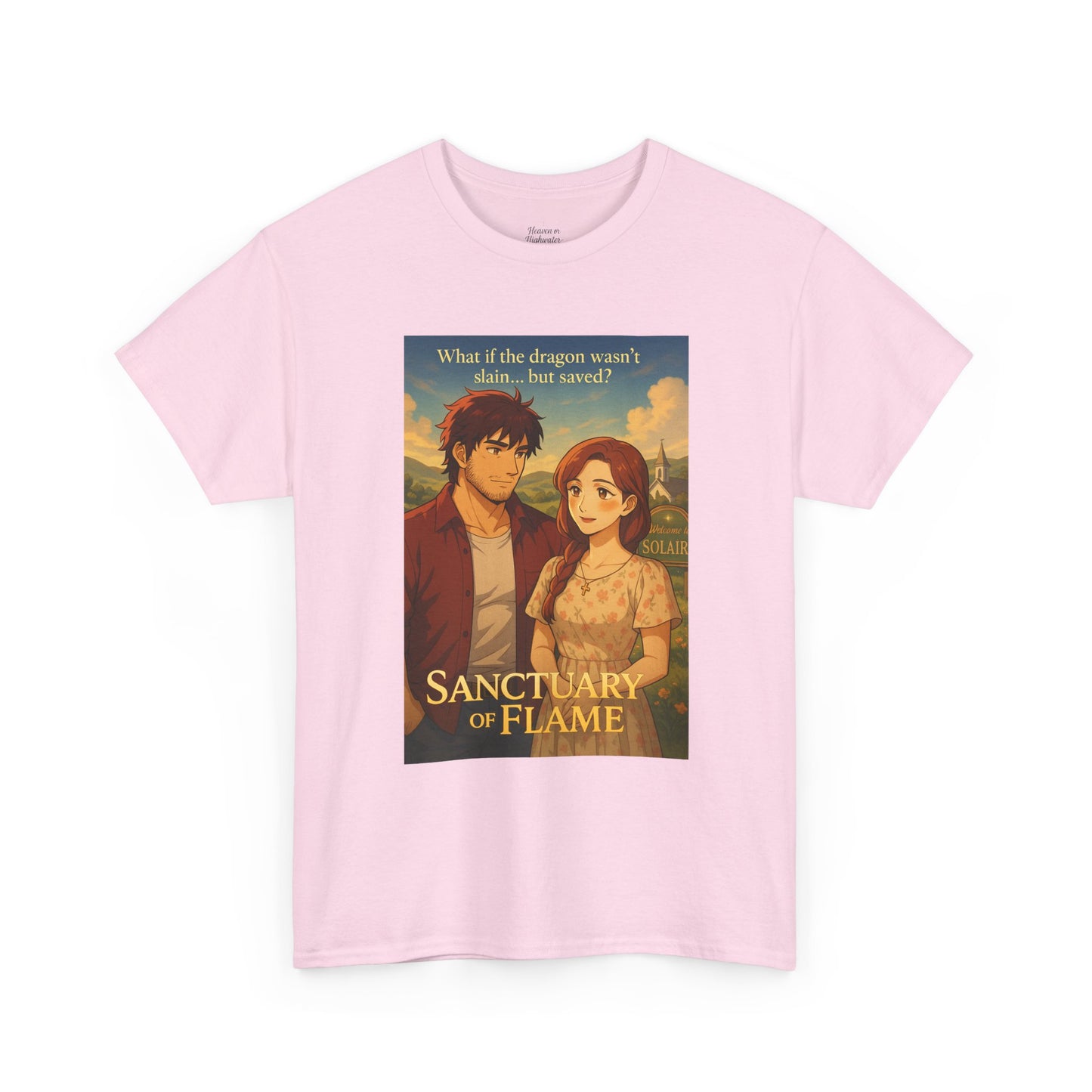 Fantasy Graphic Tee, Unisex Heavy Cotton T-Shirt, Sanctuary of Flame, Dragon Lover Gift, Comfortable Casual Wear, Book Lover Apparel