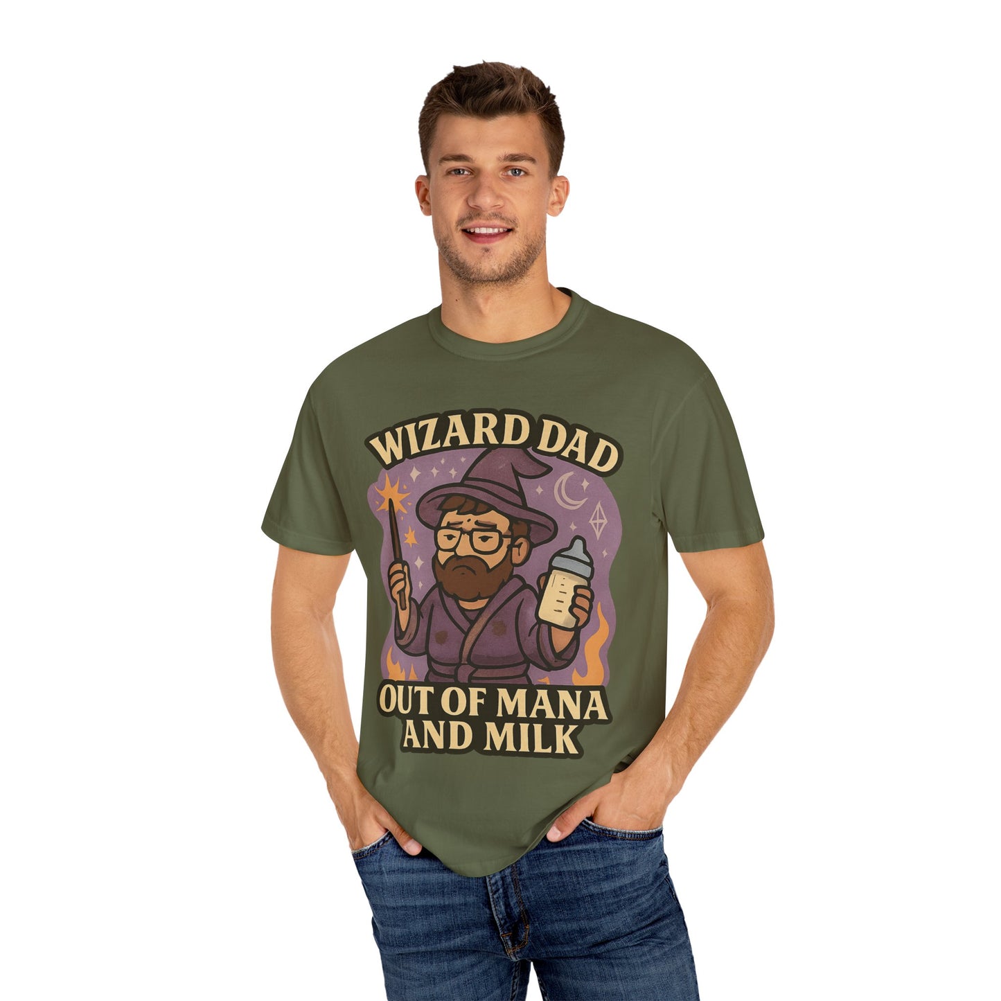 Wizard Dad T-Shirt - Unisex Garment-Dyed Tee for Dads, Funny Gift for Father's Day, Gifts for Wizards, Casual Wear, Character Tee