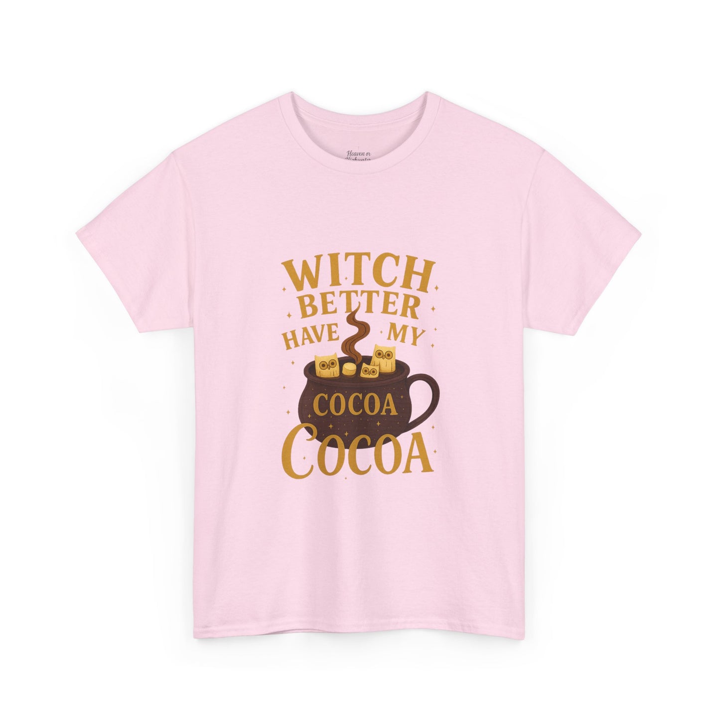 Witchy Cocoa Tee - Unisex Heavy Cotton Shirt for Fall, Halloween Parties, Cozy Vibes, Gift Idea, Fall Fashion
