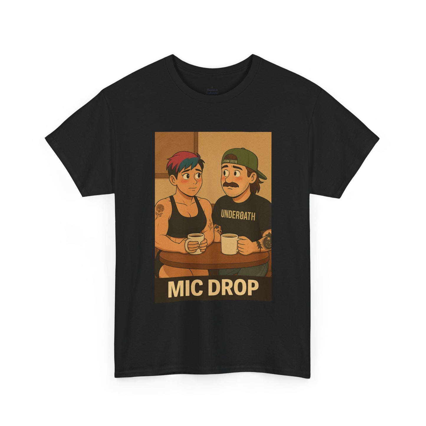Mic Drop Unisex Heavy Cotton Tee, Fun Graphic T-Shirt, Casual Wear, Gift for Friends, Unique Humor Shirt, Coffee Lovers Tee