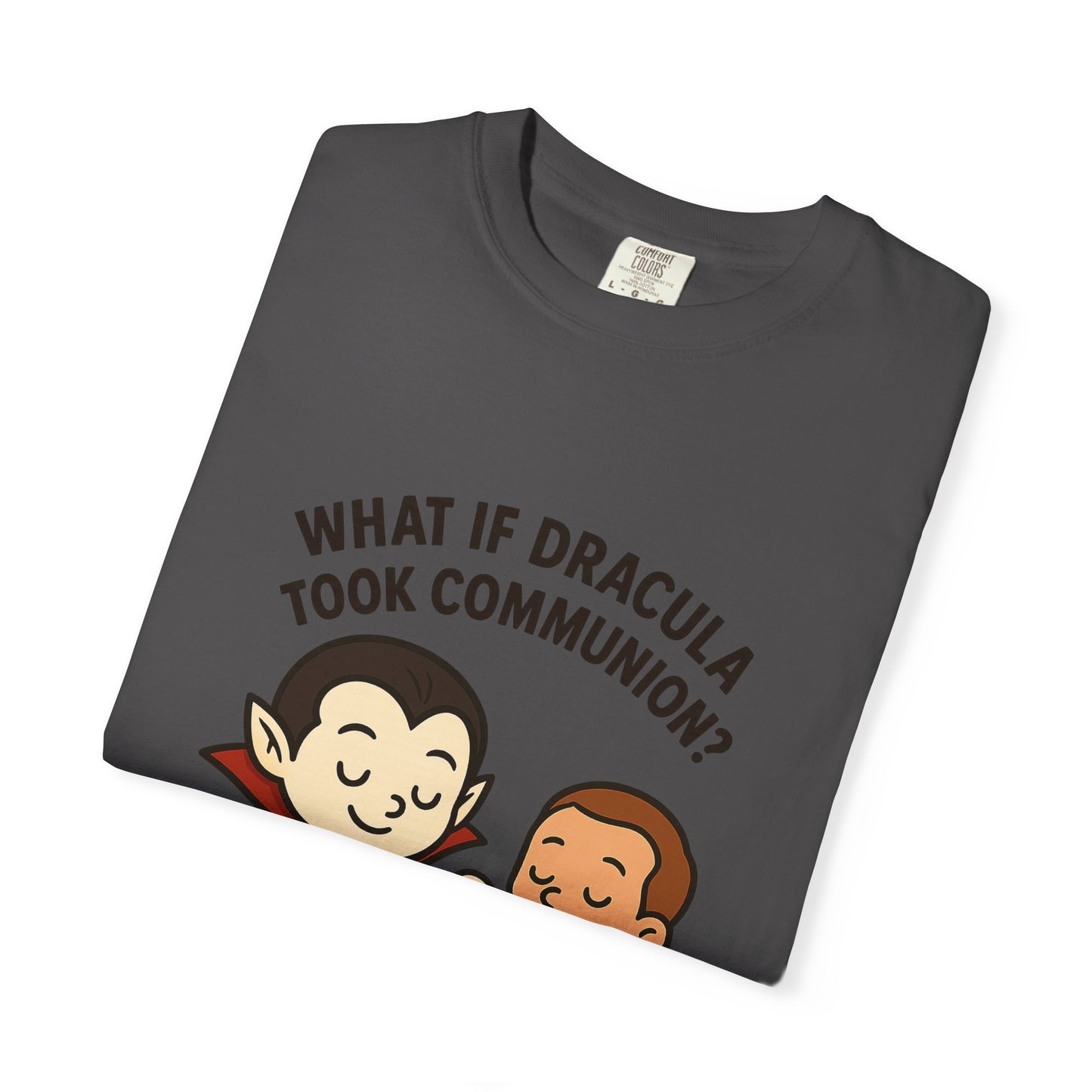 Whimsical Dracula T-Shirt, Funny Gift for Halloween, Unisex Tee for Comic Lovers, Humor Apparel for Every Occasion, Cute Cartoon Shirt