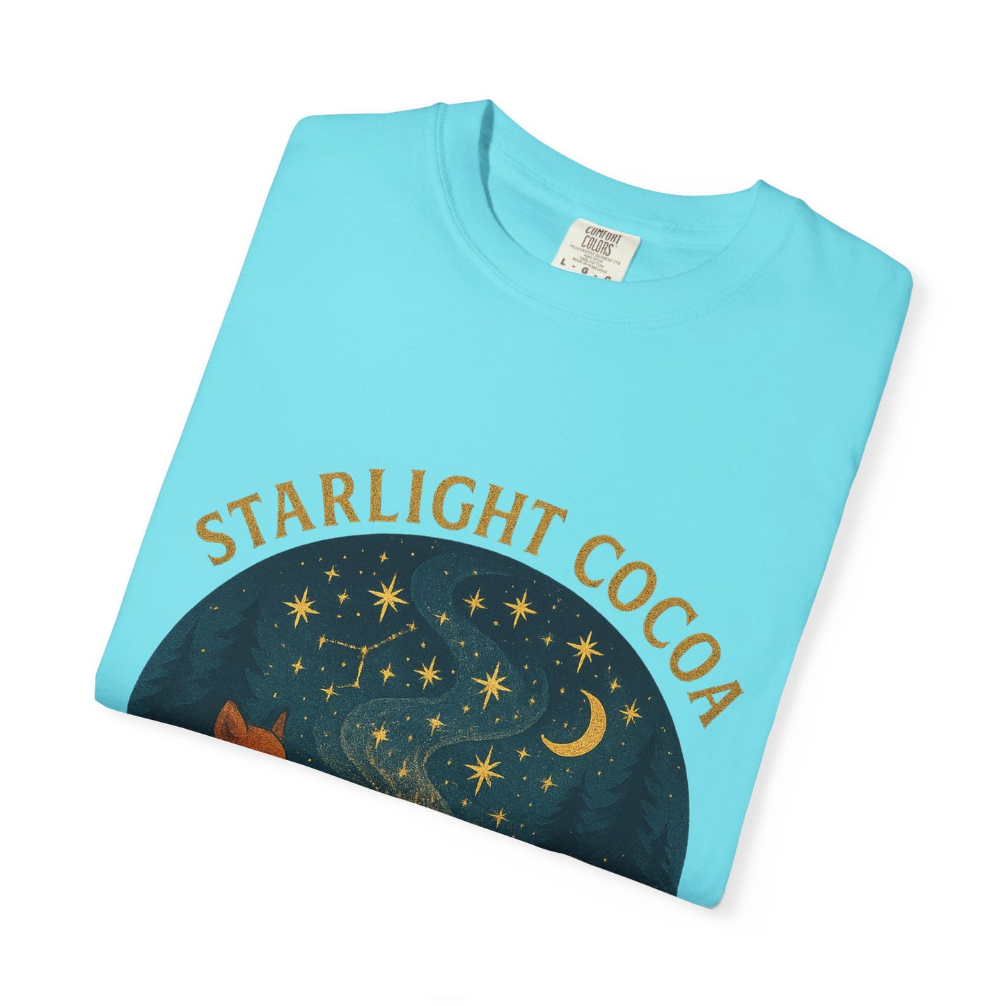 Starlight Cocoa T-Shirt | Cozy Night Vibe | Unisex Graphic Tee | Perfect for Camping, Stargazing, Gift for Nature Lovers