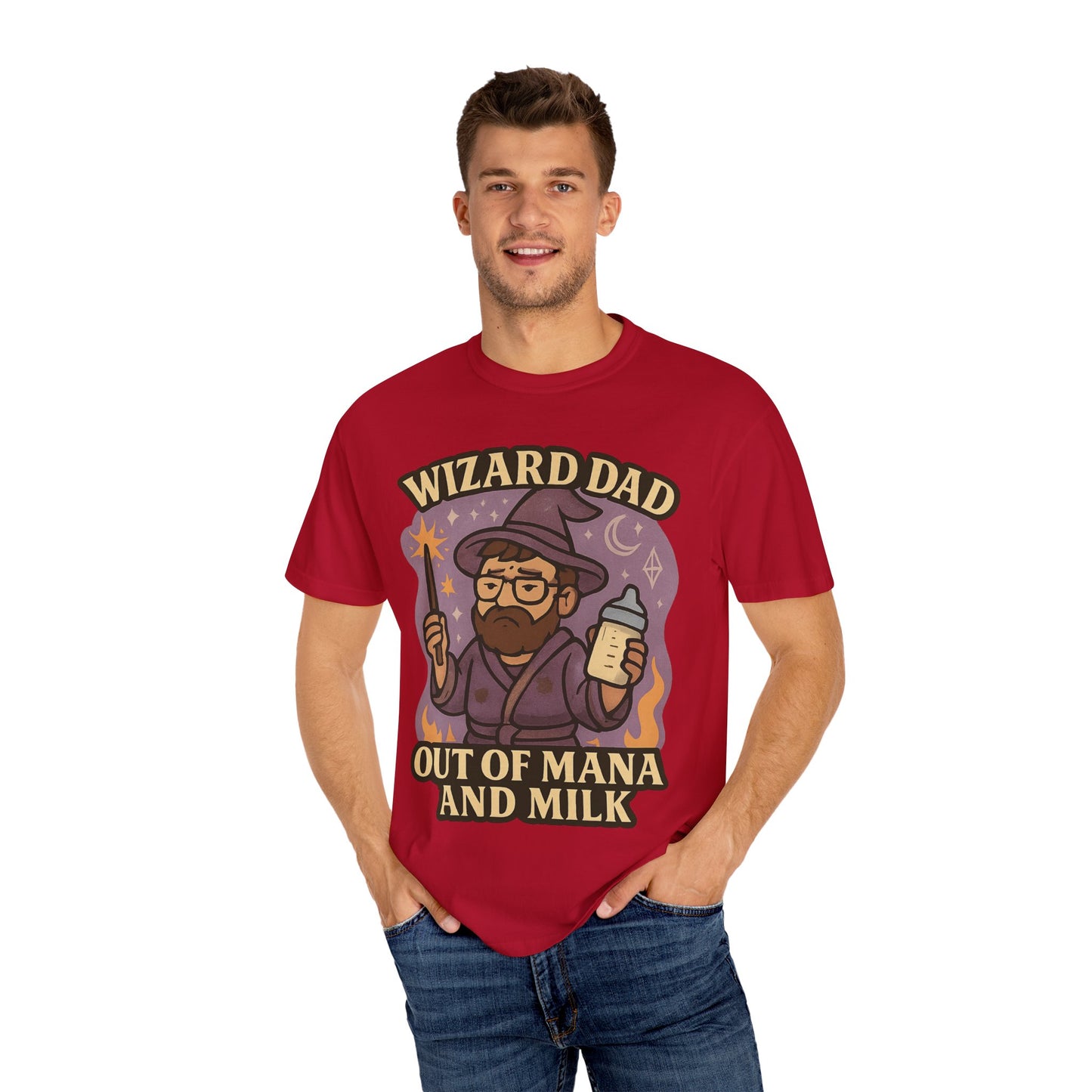 Wizard Dad T-Shirt - Unisex Garment-Dyed Tee for Dads, Funny Gift for Father's Day, Gifts for Wizards, Casual Wear, Character Tee